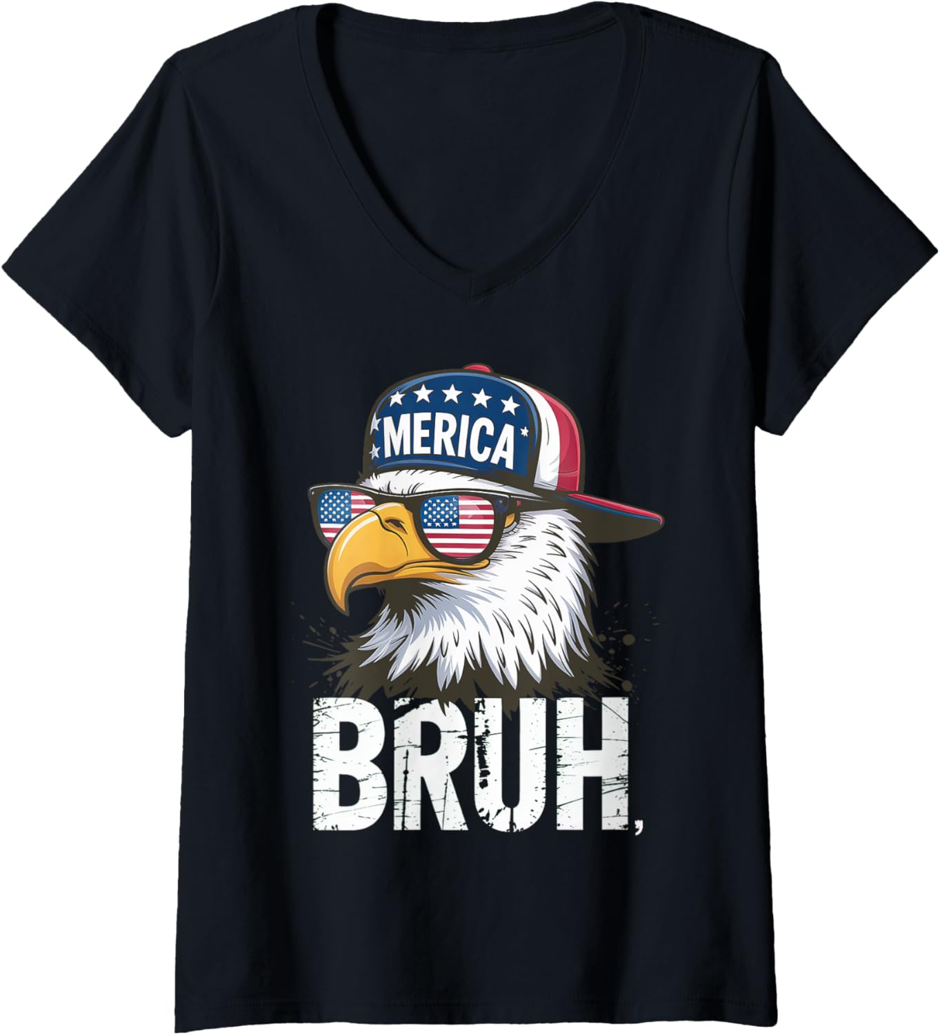 Womens Bruh Fourth 4th Of July Eagle American Patriotic V-Neck