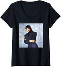 Womens Janet Jackson 1989 LA Portrait by Michael Grecco V-Neck