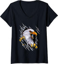Womens American Bald Eagle With Claws V-Neck