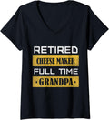 Womens Retired Cheese maker Full Time Grandpa V-Neck