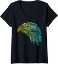 Womens Eagle Head Dot line Art American Bird Drawing Gift - Eagle V-Neck
