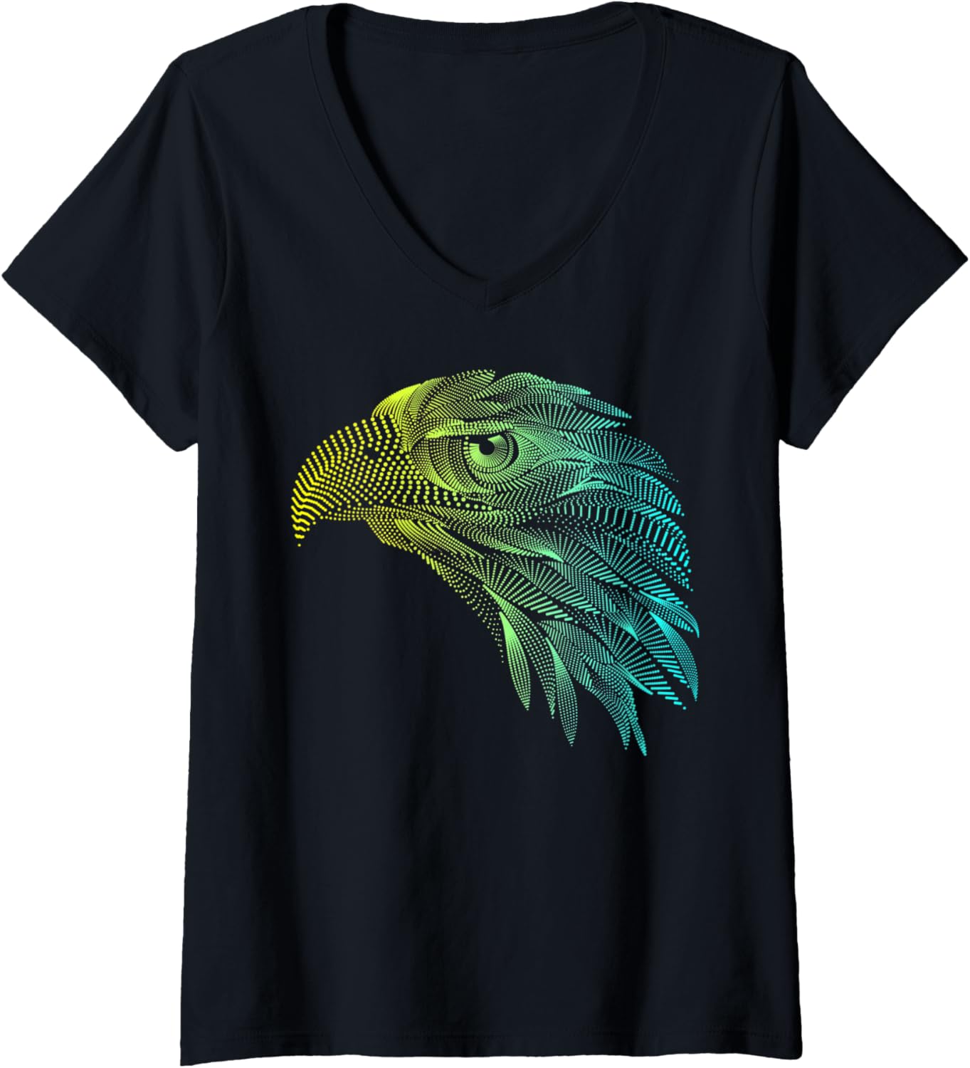 Womens Eagle Head Dot line Art American Bird Drawing Gift - Eagle V-Neck