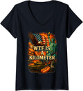Womens WTF Is A Kilometer 4th Of July Eagle American Flag V-Neck