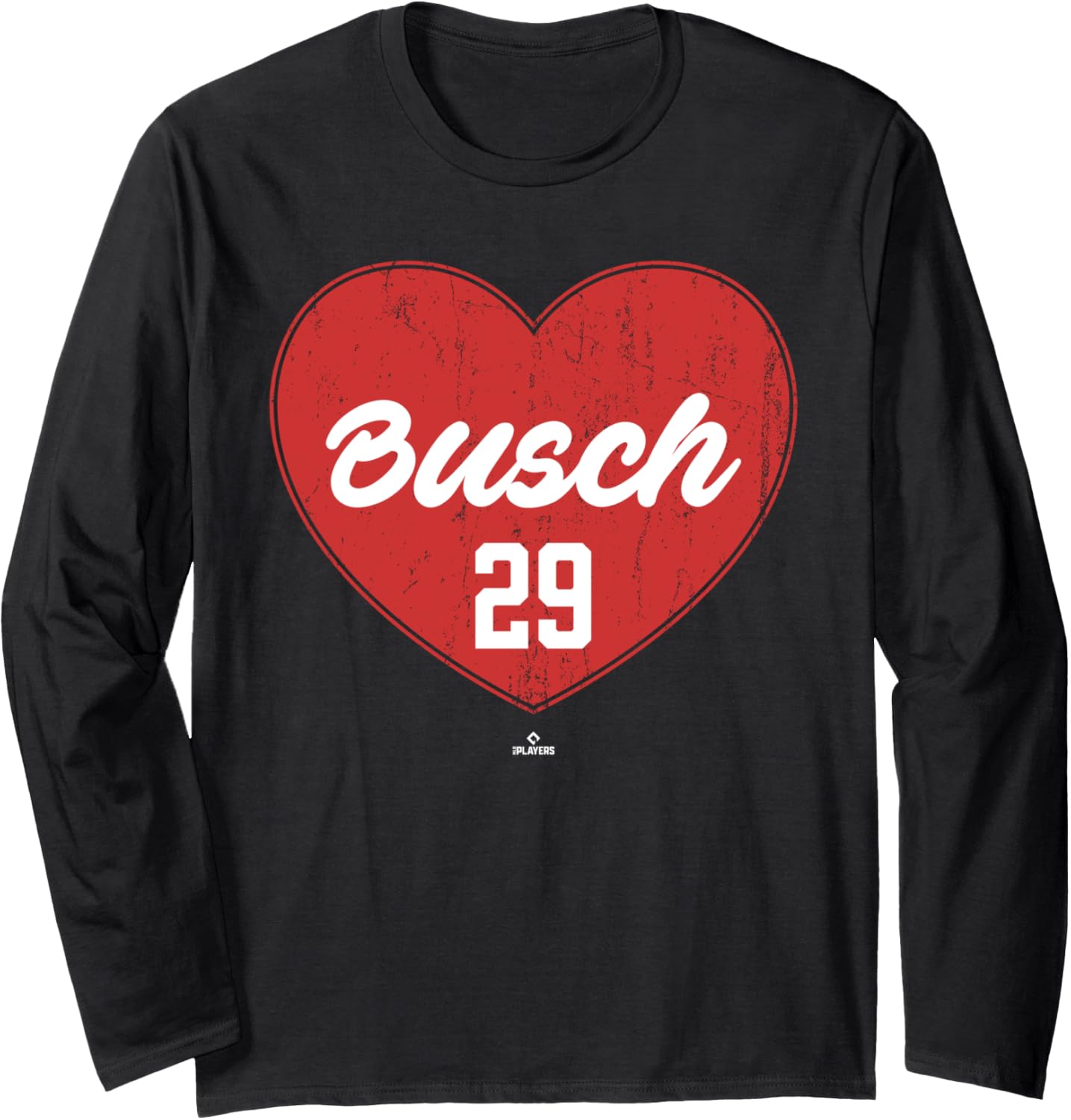 Distressed Heart Michael Busch Chicago Baseball MLBPA Long Sleeve