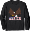 Merica Patriotic American 4th Of July USA Flag Bald Eagle Long Sleeve