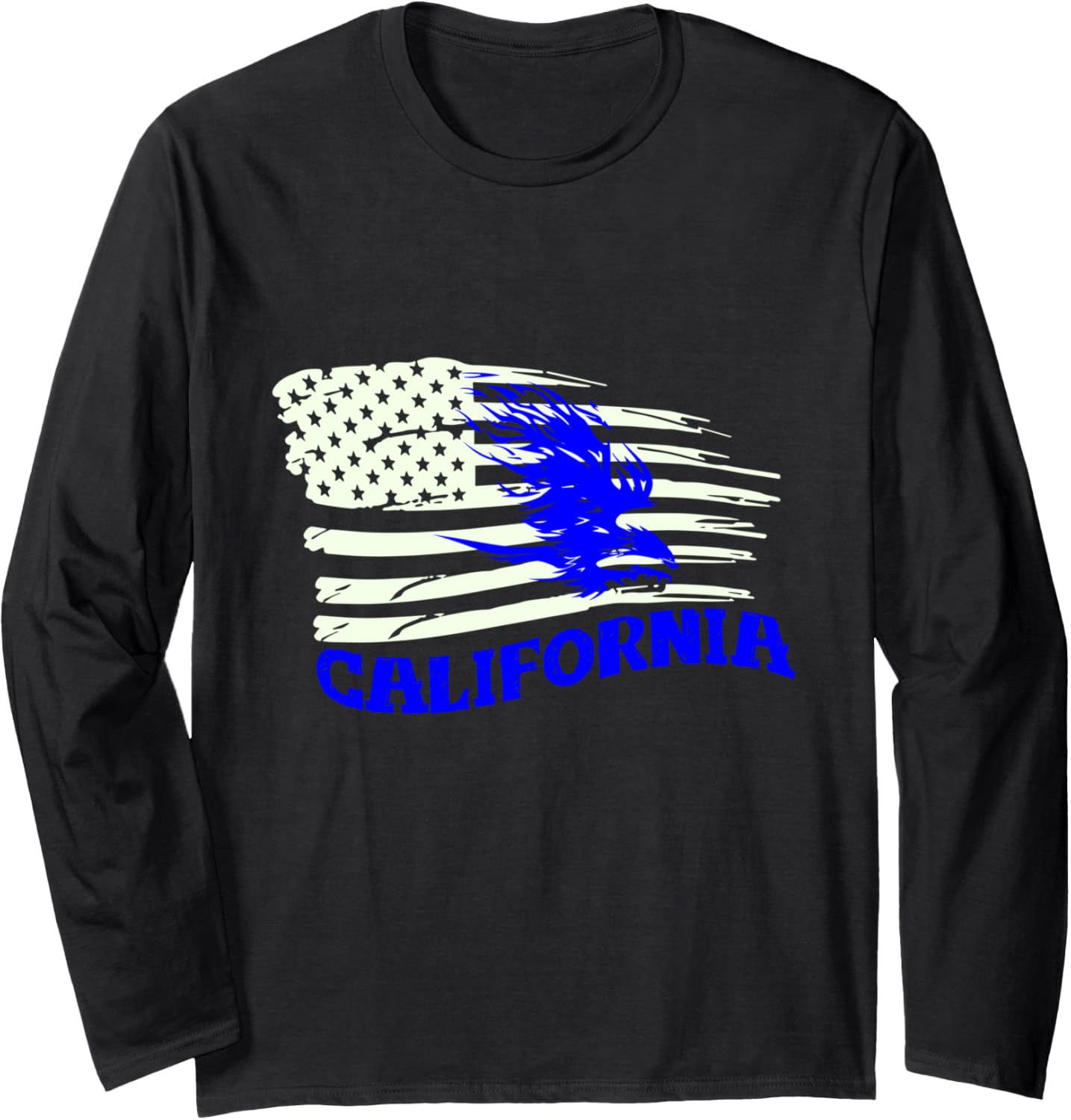 Vintage US American Eagle USA California Freedom Stars Gift Long Sleeve