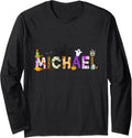 Scary Halloween Pattern Party Personalized Name Michael Long Sleeve