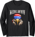 Mericawww - Retro Patriotic Bald Eagle American Flag Bandana Long Sleeve