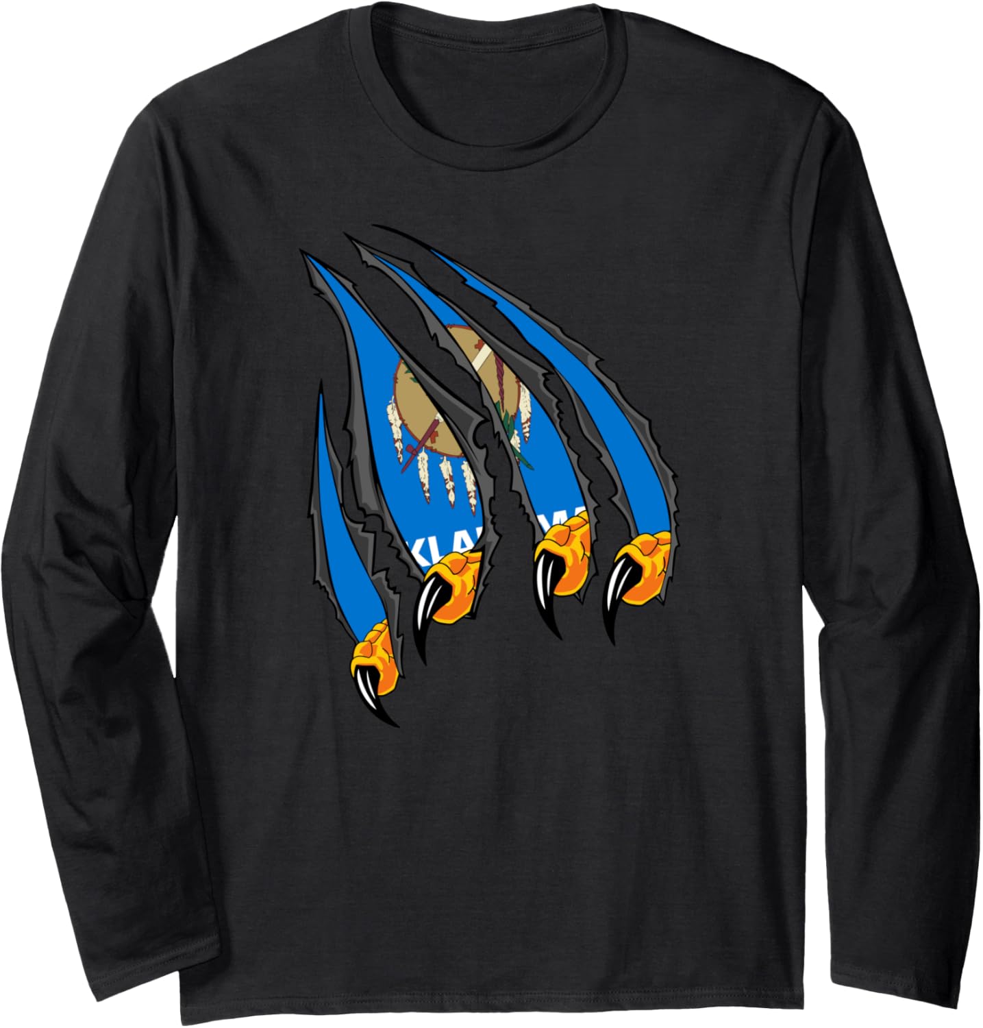 Patriotic American Eagle Claws With Oklahoma State Flag Long Sleeve