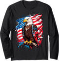 USA Flag Bald Eagle American Flag Long Sleeve