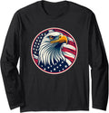 American Patriot Freedom Bald Eagle USA Flag Long Sleeve