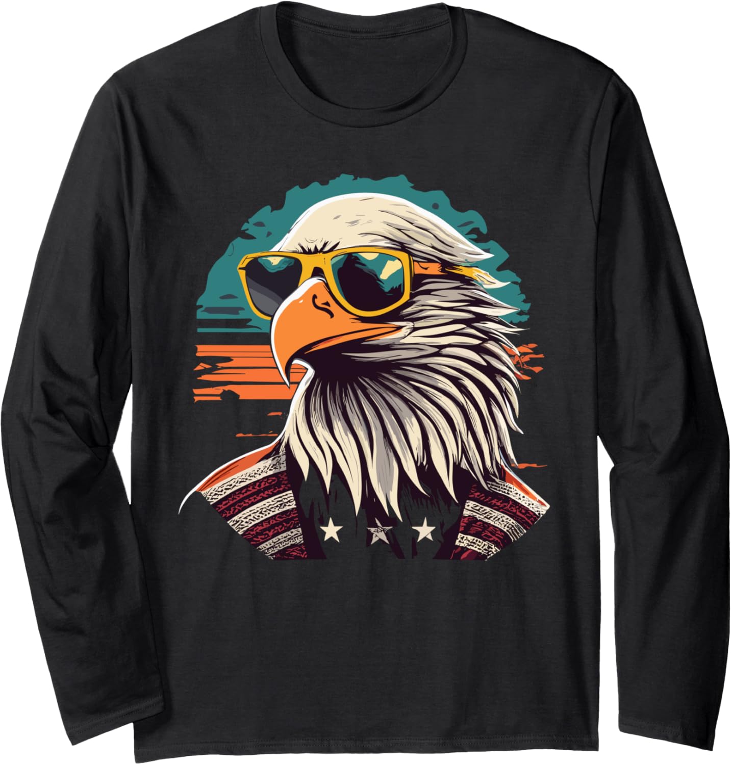 Vintage Eagle with Sunglasses - Retro American Bald Eagle Long Sleeve