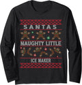 Ugly Christmas Xmas Santa Ice Maker Job Long Sleeve