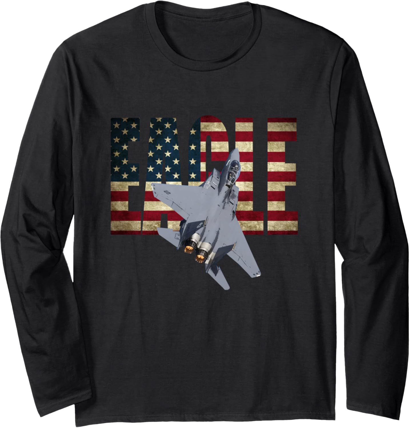 F-15 Eagle US American Flag Long Sleeve