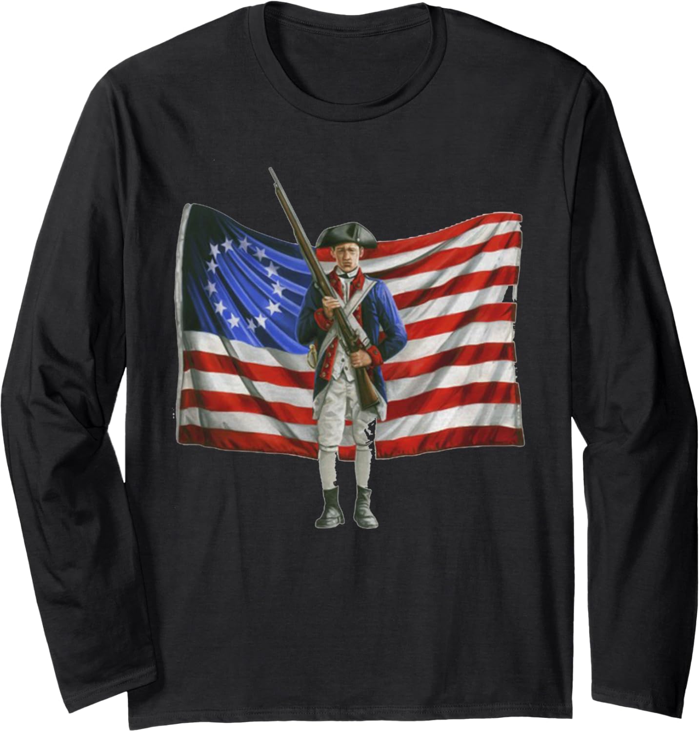 Colonial Flag 4th of July Independence Day American Eagle Long Sleeve