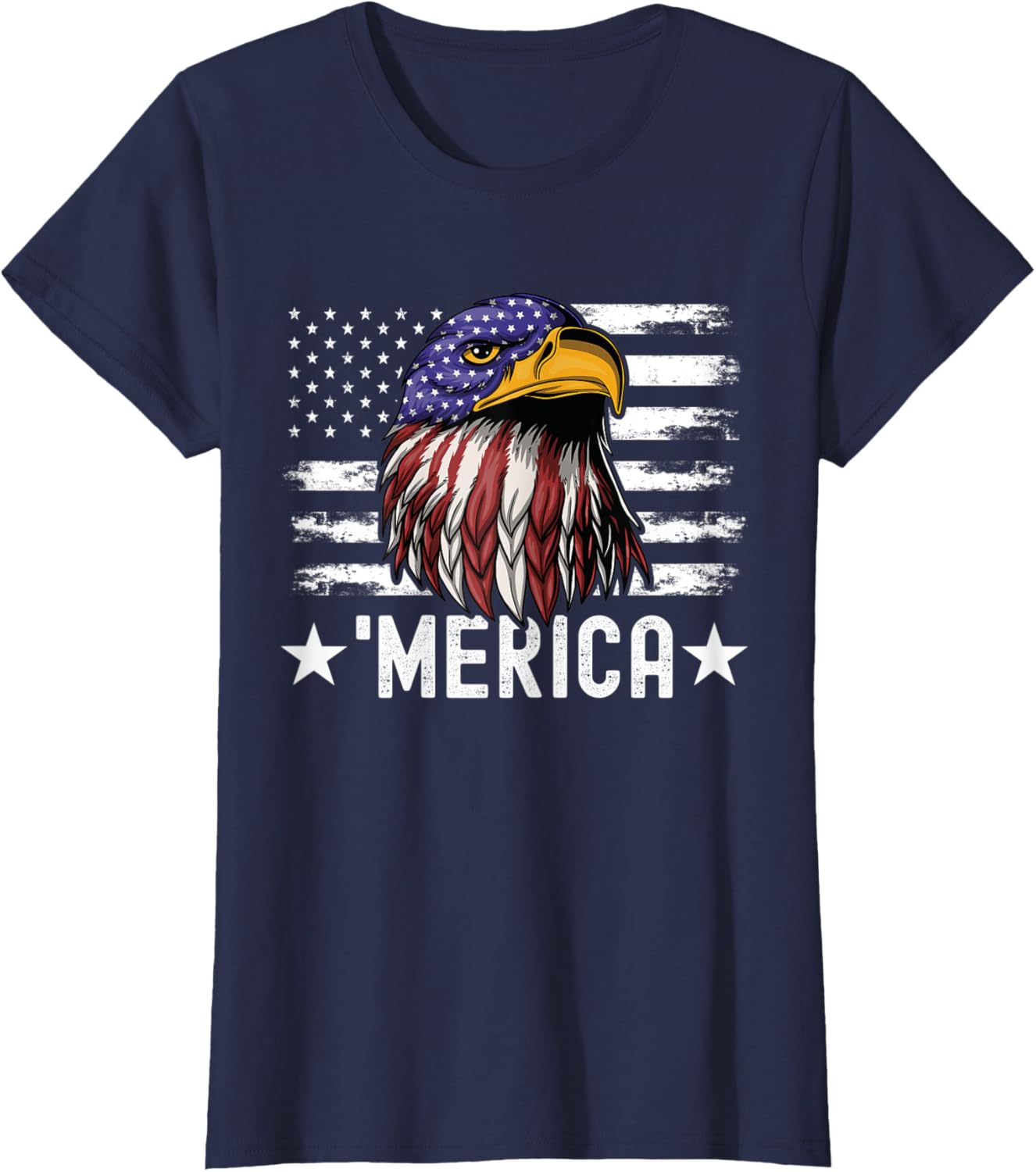 Womens Funny Patriotic 4th of July Bald Eagle American Flag Merica