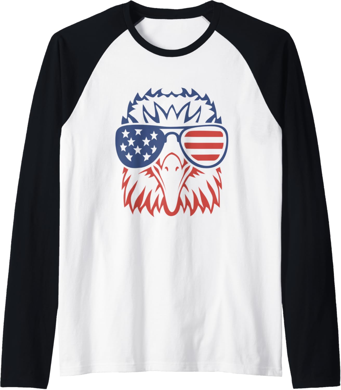 4th of July Patriotic Eagle T Shirt American Flag Glasses US Raglan Baseball Tee