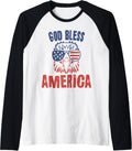 God Bless America American Flag Patriotic Eagle TShirt Raglan Baseball Tee