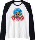 Patriotic American Eagle And USA American Flag T-Shirt Raglan Baseball Tee