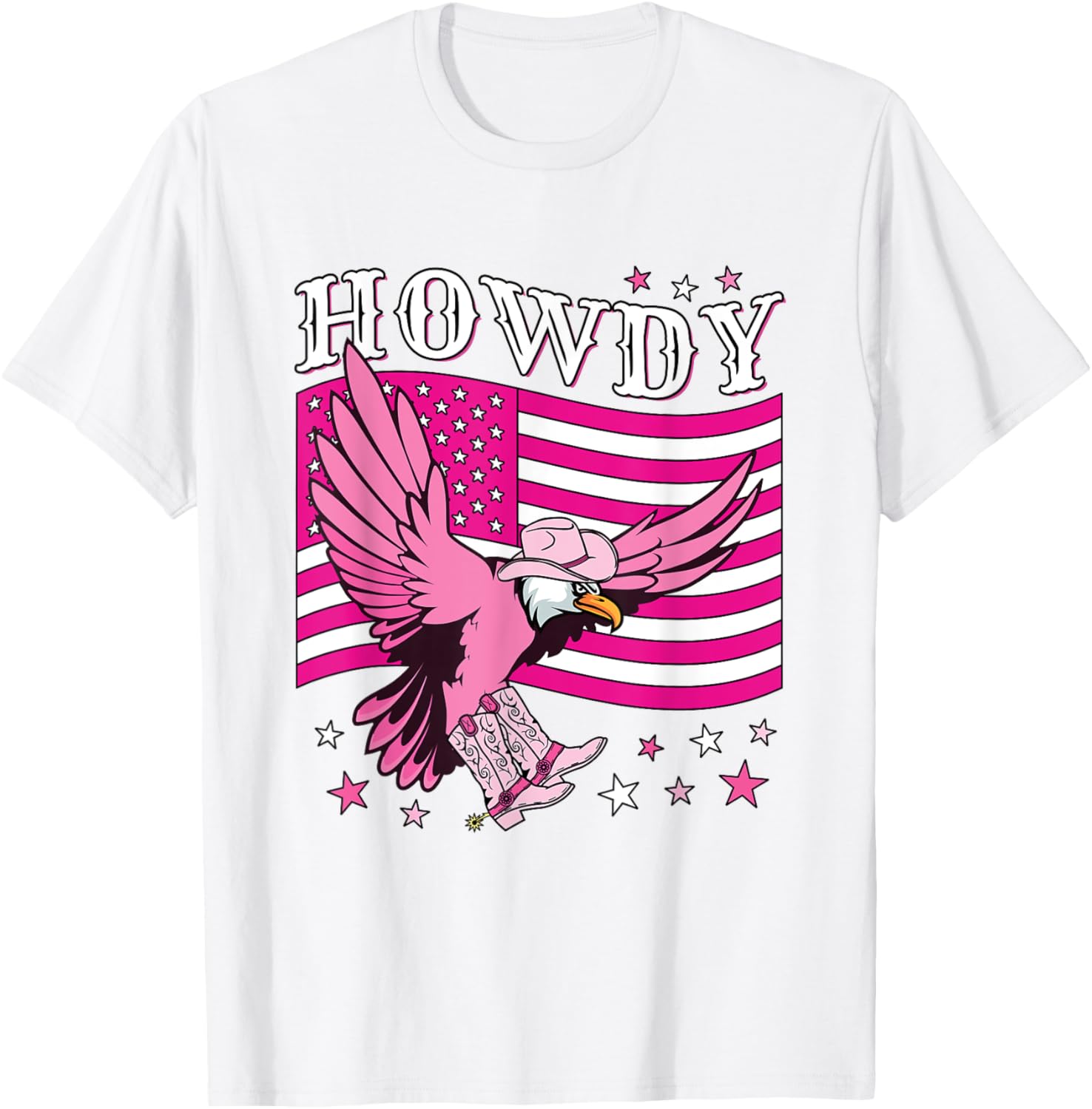 Howdy Cowboy Hat Boots Eagle Funny Pink American Flag Women