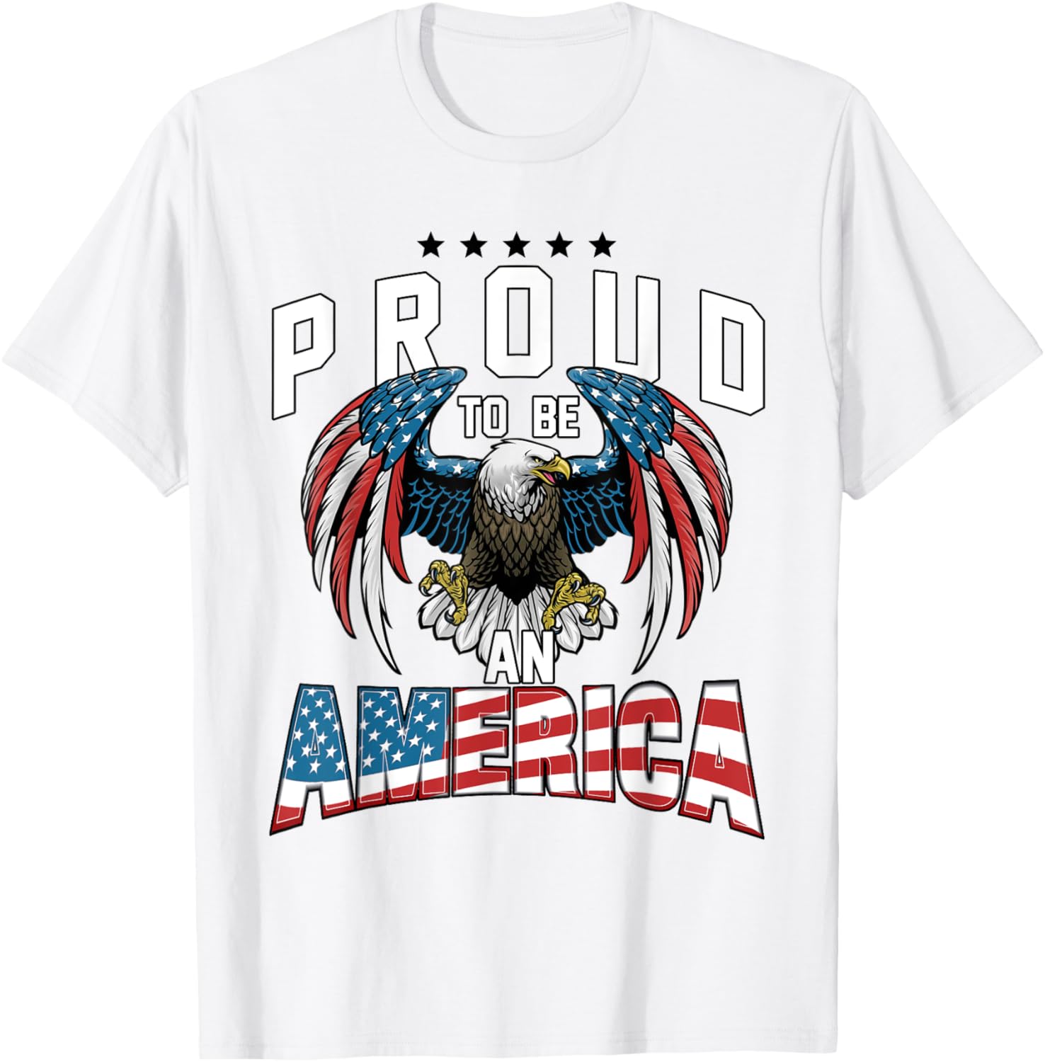 Proud To Be An American Graphic Eagle American Flag Ribbon T-Shirt for Women Men