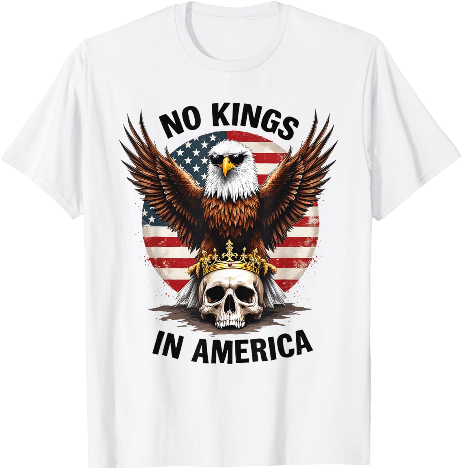 No Kings In America Patriotic American Flag Bald Eagle