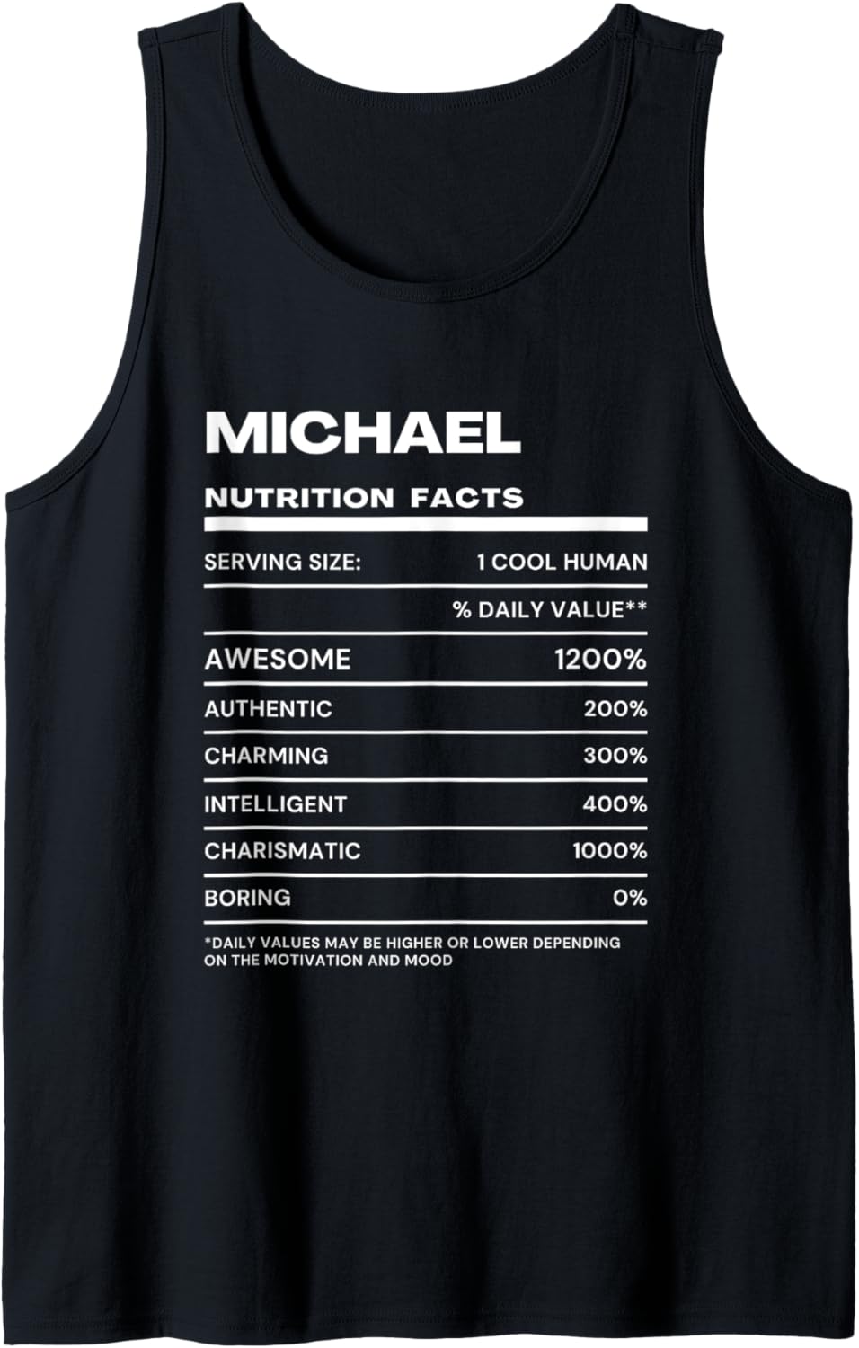 Michael Nutrition Facts Name Funny Tank Top