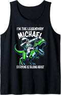 I'm The Legendary Michael Funny Astronaut Dinosaur Cartoon Tank Top