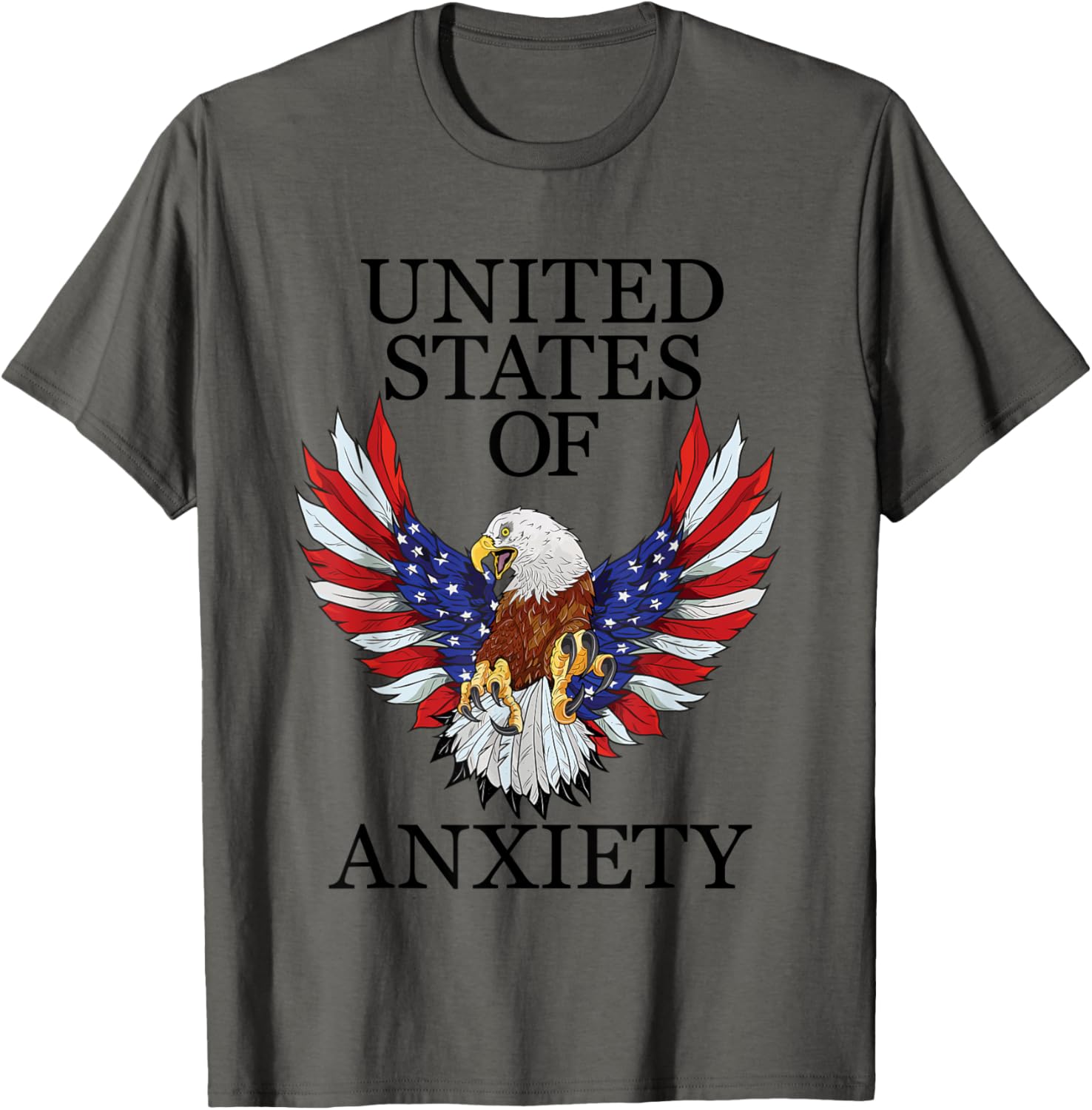 United States of Anxiety T Shirt,US American Flag USA Eagle T-Shirt for Women Men