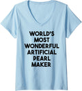 Womens World's Most Wonderful Artificial Pearl Maker V-Neck