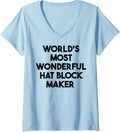 Womens World's Most Wonderful Hat Block Maker V-Neck