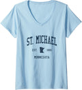 Womens St. Michael MN Vintage Athletic Sports JSN1 V-Neck