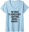 Womens Retired Fluorescent Lighting Model Maker V-Neck