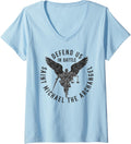 Womens Defend us in battle Saint Michael the archangel V-Neck
