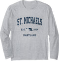 St. Michaels Maryland MD Vintage Athletic Navy Sports Design Long Sleeve