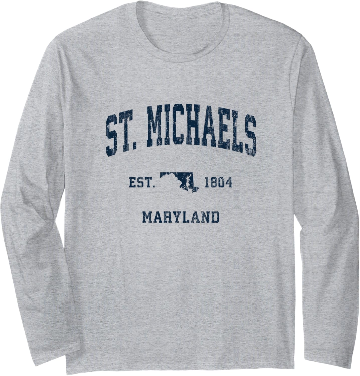St. Michaels Maryland MD Vintage Athletic Navy Sports Design Long Sleeve