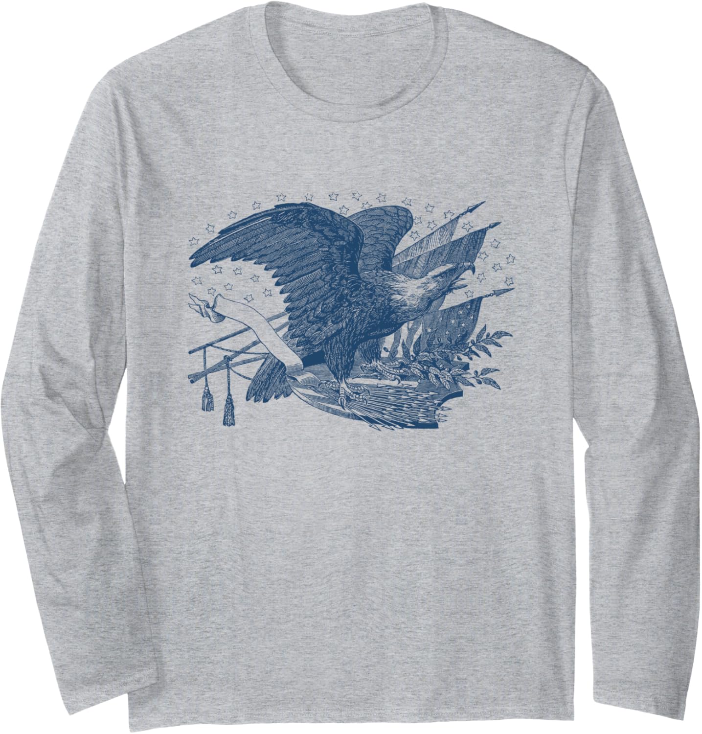 Patriotic American Vintage Screaming Eagle USA Flag Arrows Long Sleeve