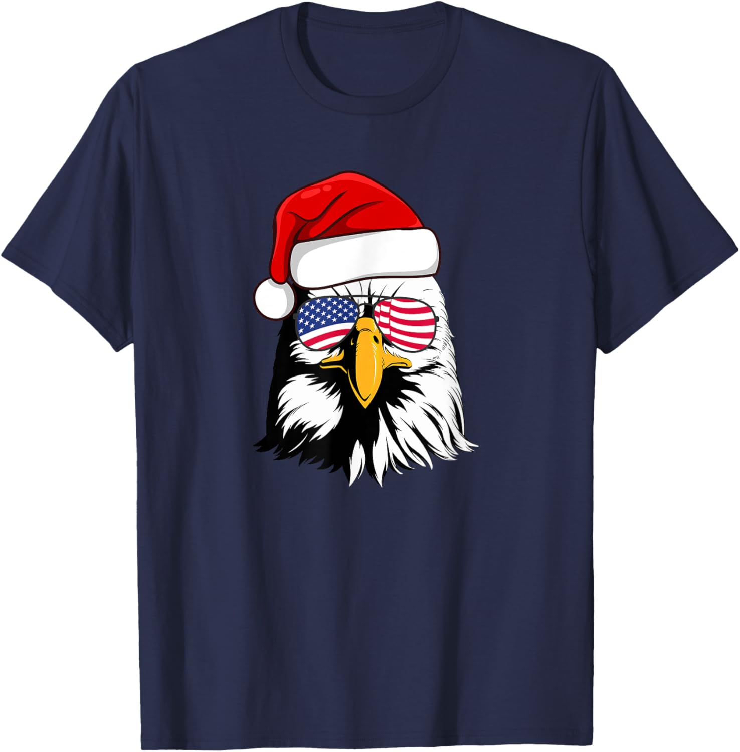 Funny USA patriotic Christmas Bald eagle American Santa hat T-Shirt for Women Men