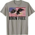 Vintage Born Free Bald Eagle on American Flag T-Shirt for Women Kids Men