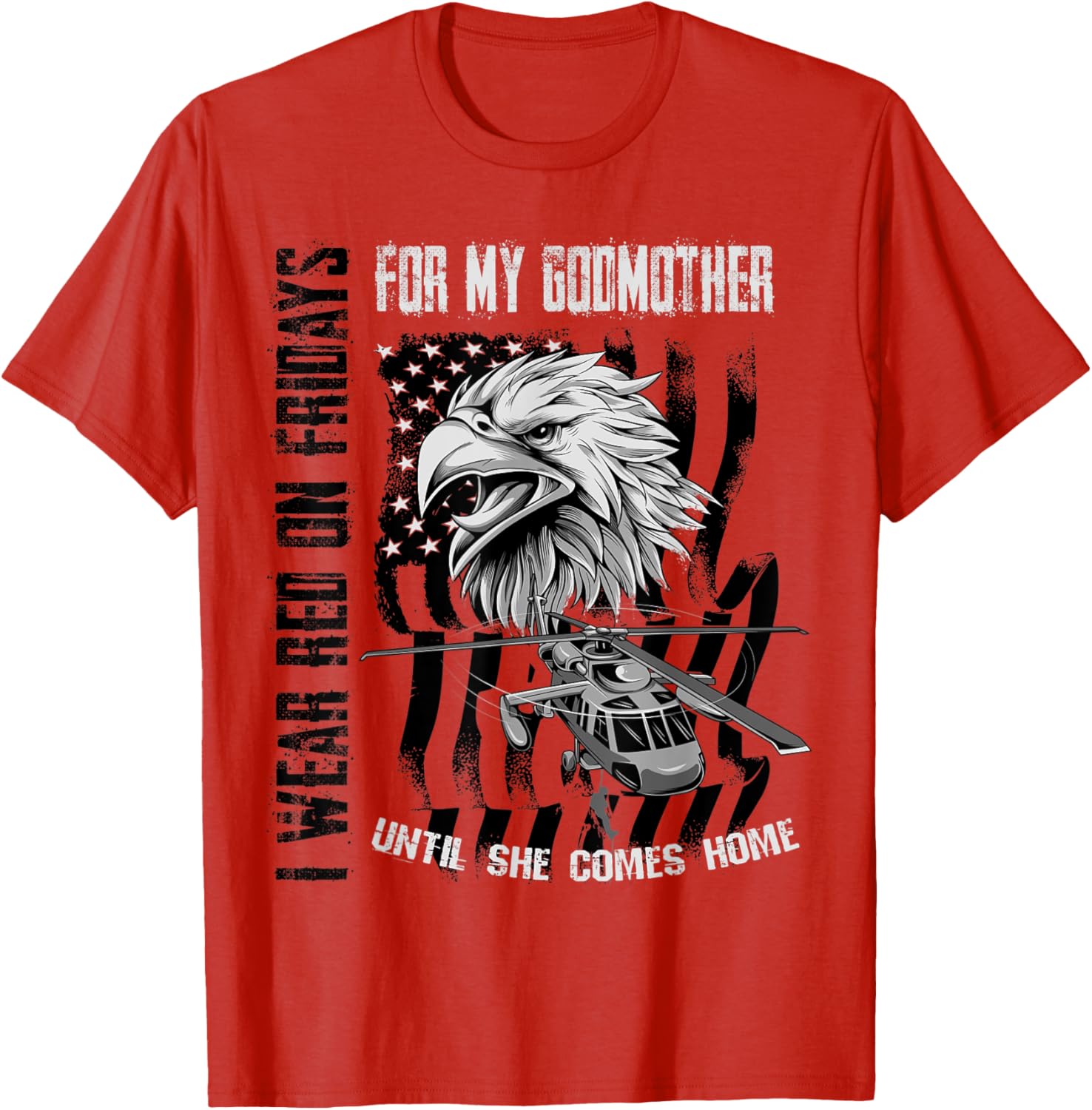 I Wear Red on Friday Godmother Military Eagle American Flag