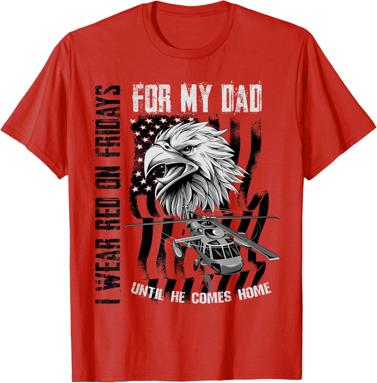 I Wear Red On Friday Dad Military Kids Eagle American Flag