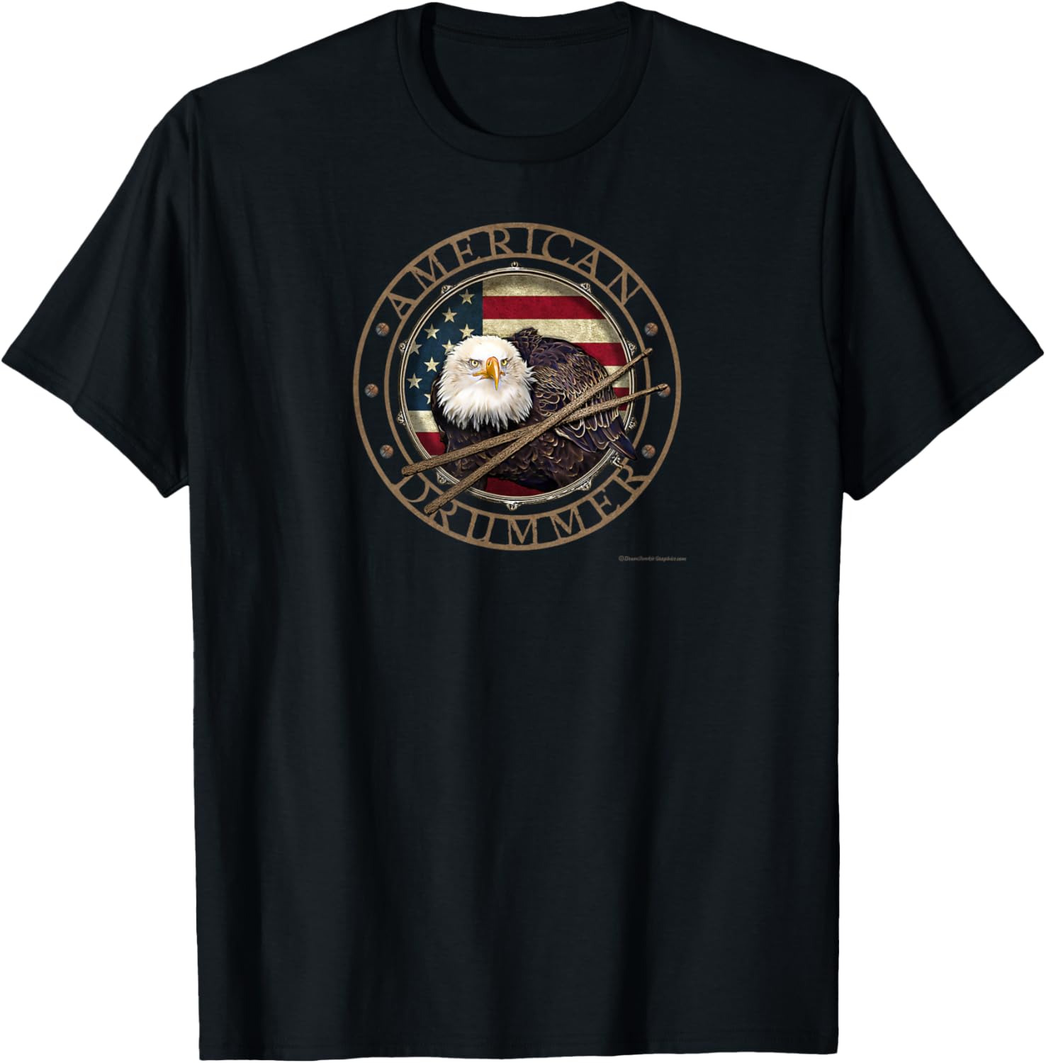 American Drummer Snare Drum Drumsticks USA Flag Bald Eagle T-Shirt for Women Kids Men