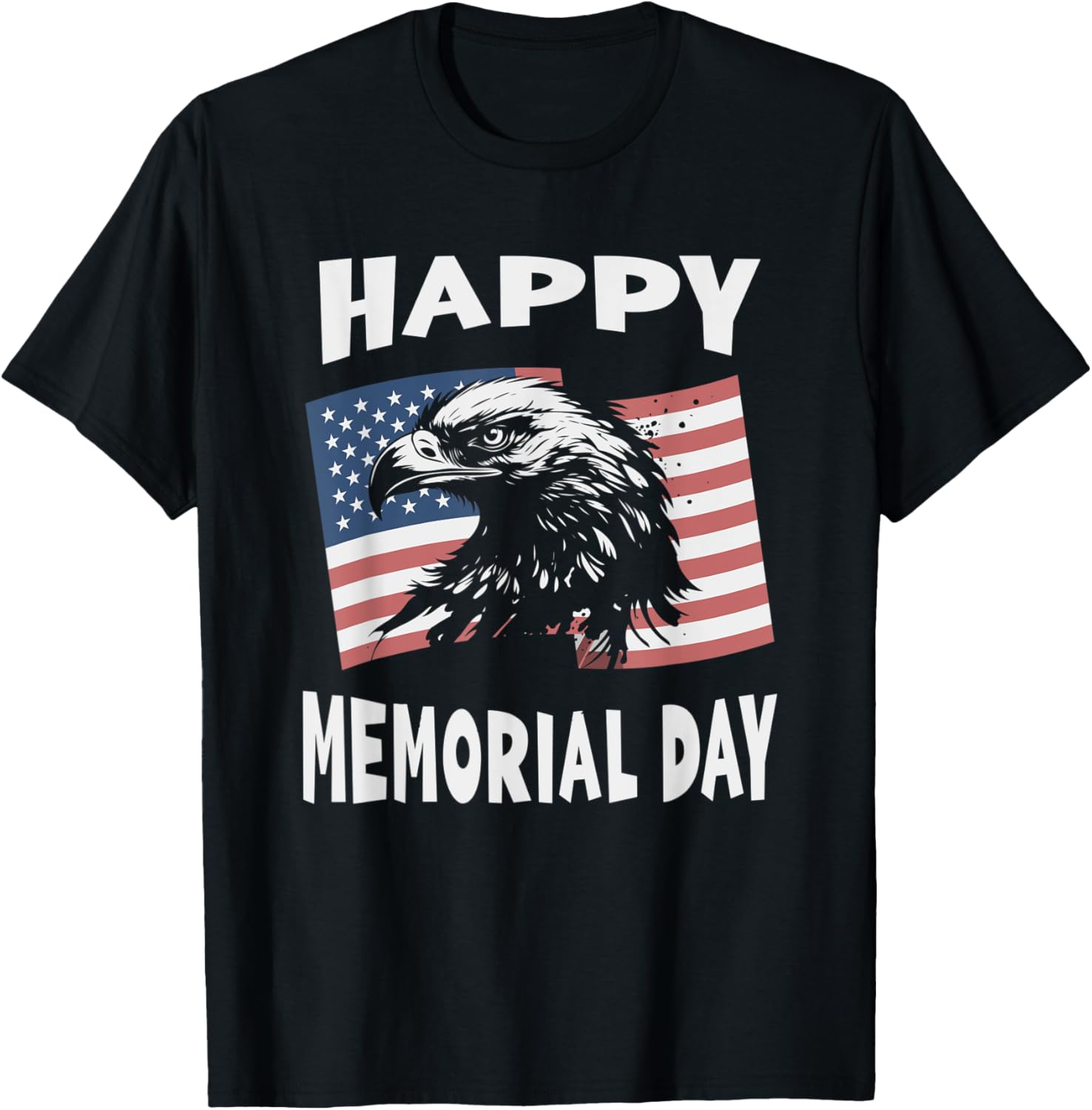 Happy Memorial Day Bald Eagle American Flag Vintage Graphic
