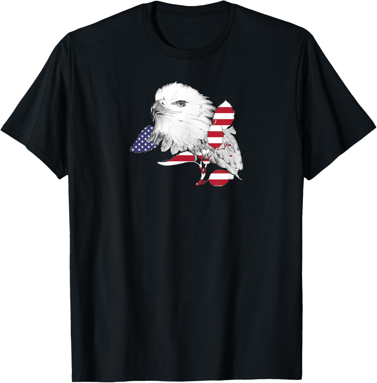 Bald Eagle American Flag infilled into the tree leaves. T-Shirt for Women Men