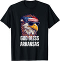 God Bless Arkansas - Patriotic Bald Eagle American Flag T-Shirt for Women Kids Men