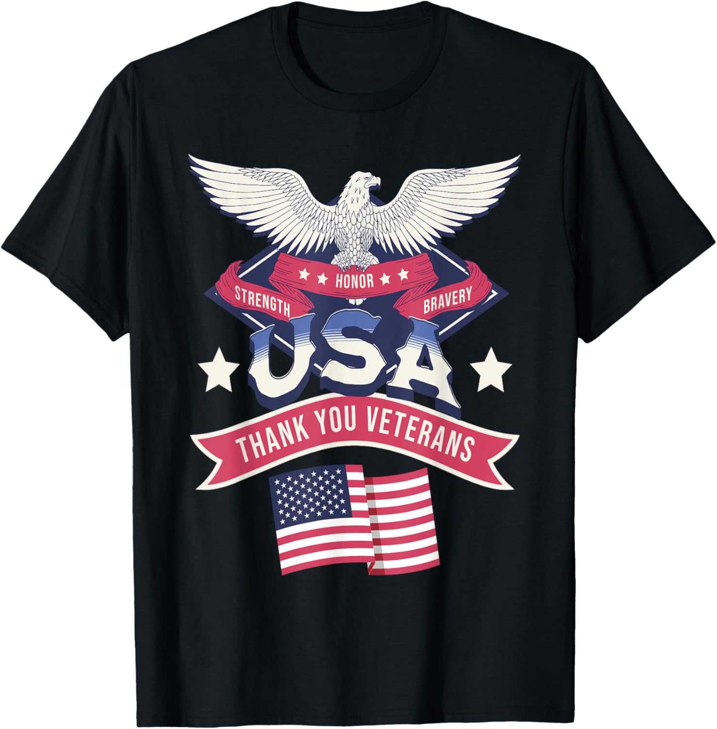 Thank You Veterans Day Bald Eagle USA American Flag Graphic