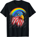 Memorial Day Rainbow American Flag LGBTQ Eagle T-Shirt for Women Men