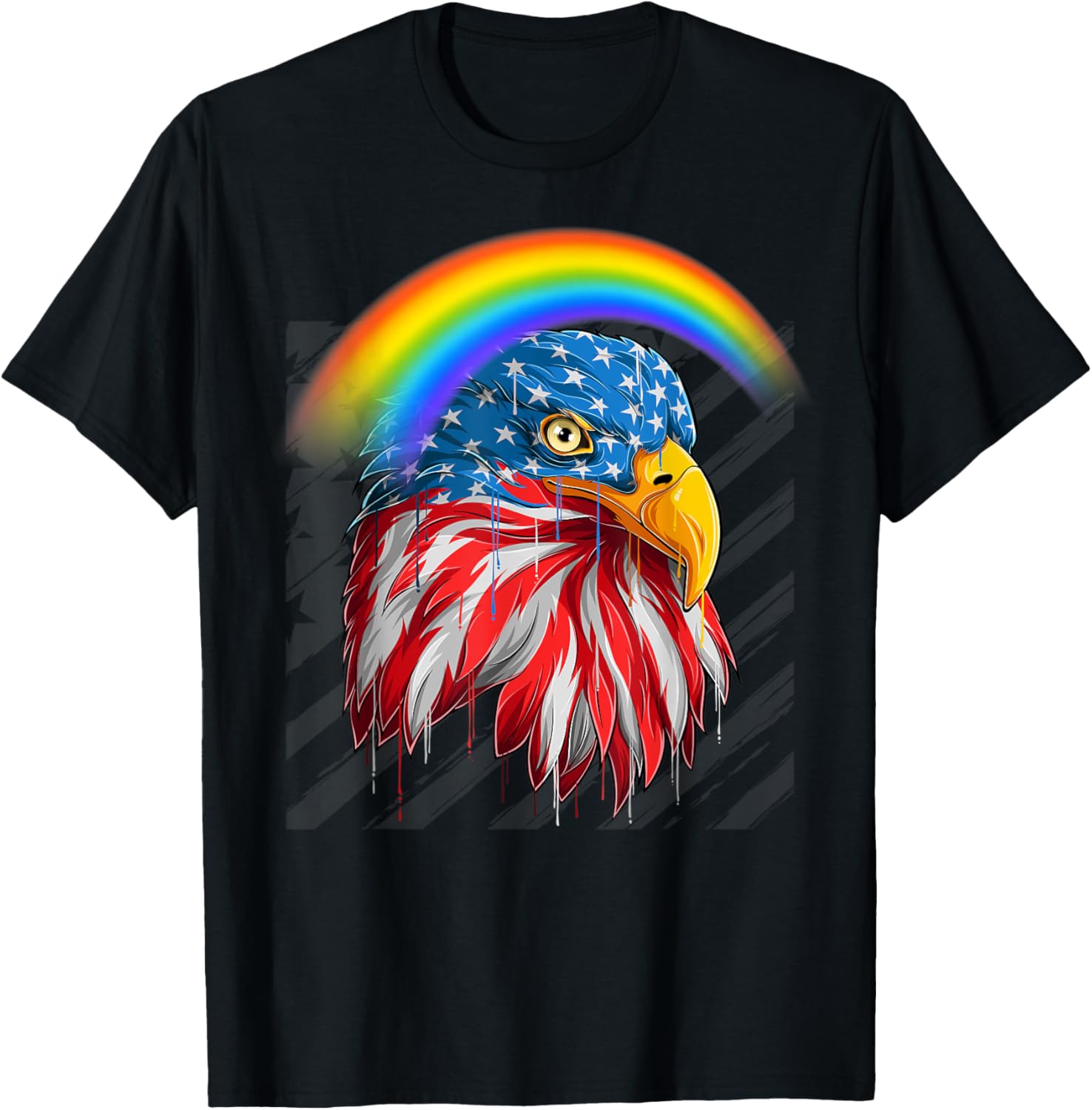 Memorial Day Rainbow American Flag LGBTQ Eagle T-Shirt for Women Men