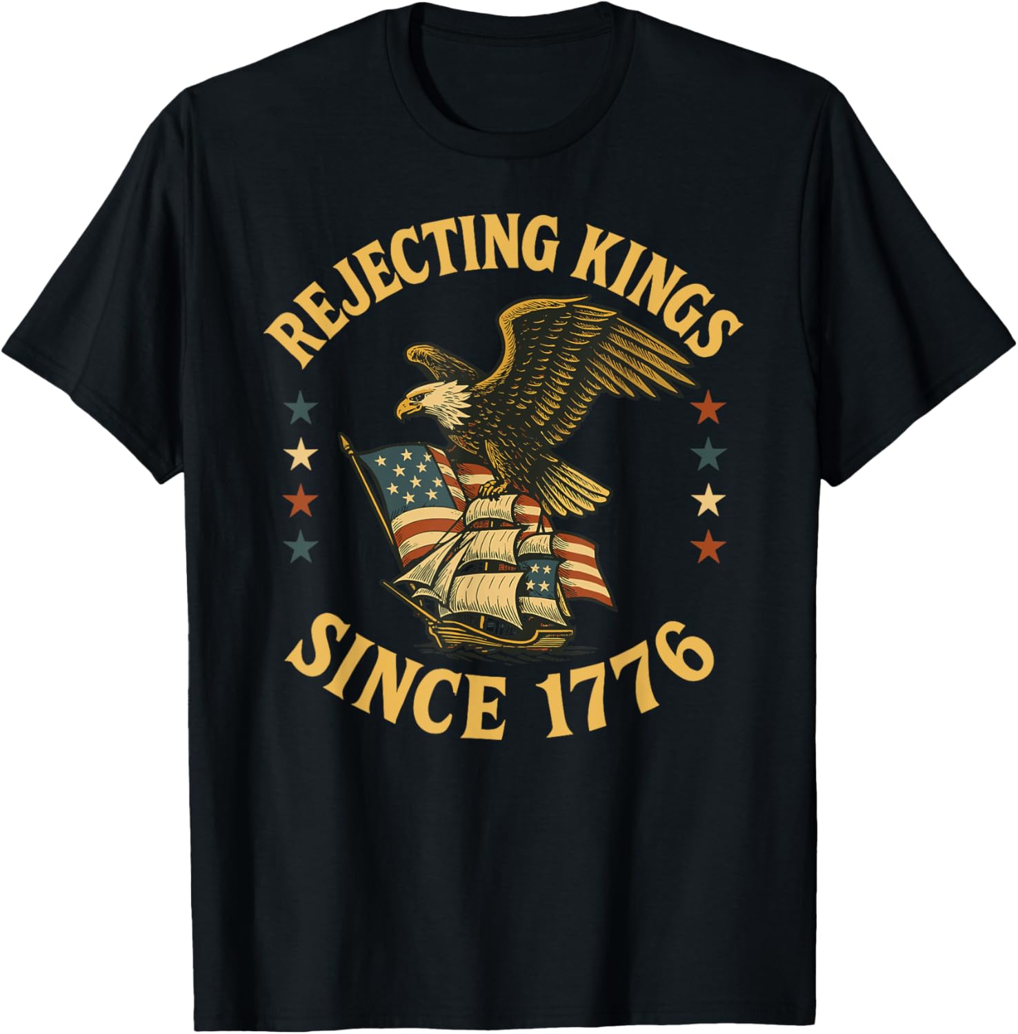 Rejecting Kings Since 1776 Bald Eagle Patriotic USA Flag