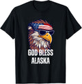 God Bless Alaska - Patriotic Bald Eagle American Flag T-Shirt for Women Kids Men